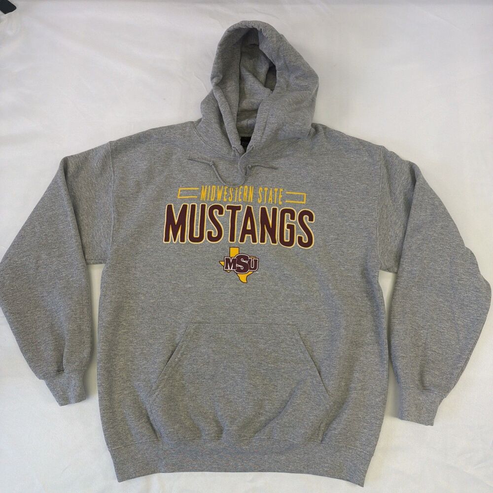 Midwestern State MSU Mustangs Hoodie Gray Size M Collegiate Sweatshirt
